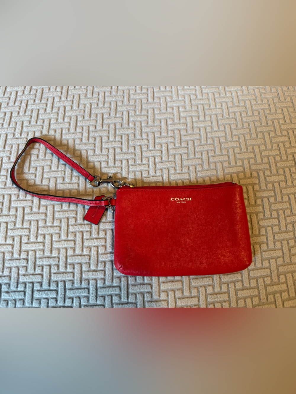 Coach Red Leather Wristlet with Detachable Strap